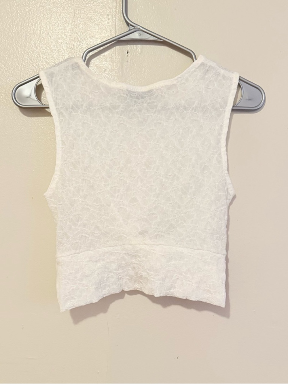 Topshop White Lace Twist-Front Crop Top - Picture 2 of 3